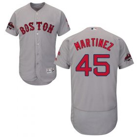 Wholesale Cheap Red Sox #45 Pedro Martinez Grey Flexbase Authentic Collection 2018 World Series Stitched MLB Jersey