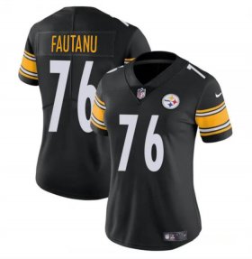 Cheap Women\'s Pittsburgh Steelers #76 Troy Fautanu 2024 Draft Black Vapor Football Stitched Jersey