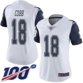 Wholesale Cheap Nike Cowboys #18 Randall Cobb White Women\'s Stitched NFL Limited Rush 100th Season Jersey