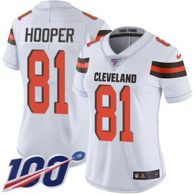 Wholesale Cheap Nike Browns #81 Austin Hooper White Women\'s Stitched NFL 100th Season Vapor Untouchable Limited Jersey