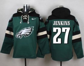 Wholesale Cheap Nike Eagles #27 Malcolm Jenkins Midnight Green Player Pullover NFL Hoodie