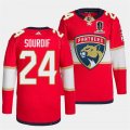 Cheap Men's Florida Panthers #24 Justin Sourdif Red Home 2024 Stanley Cup Champions Stitched Jersey