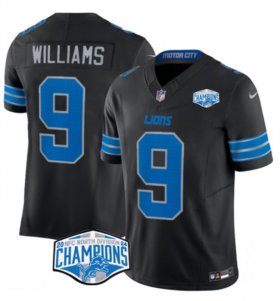 Cheap Men\'s Detroit Lions #9 Jameson Williams Black 2024 NFC North Champions F.U.S.E. Vapor Limited Stitched Jersey