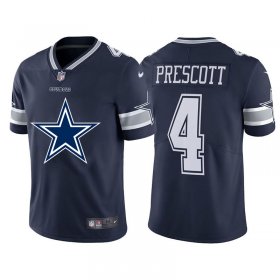 Wholesale Cheap Dallas Cowboys #4 Dak Prescott Navy Blue Men\'s Nike Big Team Logo Vapor Limited NFL Jersey