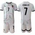 Cheap Men's Portugal Team #7 Ronaldo 2025 White Away Soccer Jersey Suit