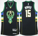 Wholesale Cheap Men's Milwaukee Bucks #15 Greg Monroe Revolution 30 Swingman 2015-16 Black Jersey