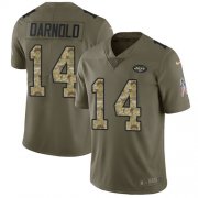 Wholesale Cheap Nike Jets #14 Sam Darnold Olive/Camo Men's Stitched NFL Limited 2017 Salute To Service Jersey