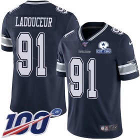 Wholesale Cheap Nike Cowboys #91 L.P. Ladouceur Navy Blue Team Color Men\'s Stitched With Established In 1960 Patch NFL 100th Season Vapor Untouchable Limited Jersey