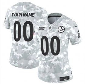 Cheap Women\'s Pittsburgh Steelers Active Player Custom 2024 F.U.S.E Arctic Camo Salute To Service Limited Stitched Football Jersey(Run Small)