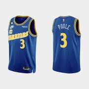 Wholesale Cheap Men's Golden State Warriors #3 Jordan Poole 2022-23 Blue With No.6 Patch Stitched Basketball Jersey