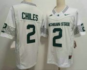 Cheap Men's Michigan State Spartans #2 Aidan Chiles White FUSE College Football Jersey