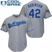 Wholesale Cheap Dodgers #42 Jackie Robinson Grey Cool Base 2018 World Series Stitched Youth MLB Jersey