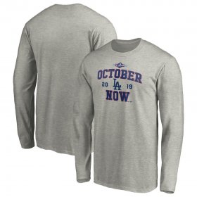 Wholesale Cheap Los Angeles Dodgers Majestic 2019 Postseason ACE Long Sleeve T-Shirt Heather Gray