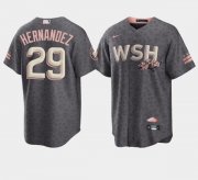 Wholesale Cheap Men's Washington Nationals #29 Yadiel Hernandez 2022 Grey City Connect Cherry Blossom Cool Base Stitched Jersey