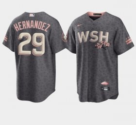 Wholesale Cheap Men\'s Washington Nationals #29 Yadiel Hernandez 2022 Grey City Connect Cherry Blossom Cool Base Stitched Jersey