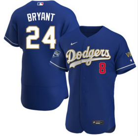 Wholesale Cheap Men\'s Los Angeles Dodgers Front #8 Back #24 Kobe Bryant Royal Blue Championship Sttiched MLB Jersey