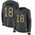 Wholesale Cheap Nike Eagles #18 Jalen Reagor Anthracite Salute to Service Women's Stitched NFL Limited Therma Long Sleeve Jersey