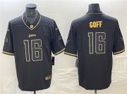 Cheap Men's Detroit Lions #16 Jared Goff Black Gold Edition Football Stitched Jersey