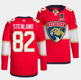 Cheap Men\'s Florida Panthers #82 Kevin Stenlund Red Home 2024 Stanley Cup Champions Stitched Jersey