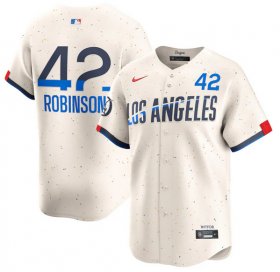 Cheap Men\'s Brooklyn Dodgers #42 Jackie Robinson Cream 2024 City Connect Limited Stitched Baseball Jersey