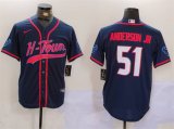 Cheap Men's Houston Texans #51 Will Anderson Jr. Navy With Patch Cool Base Stitched Baseball Jerseys