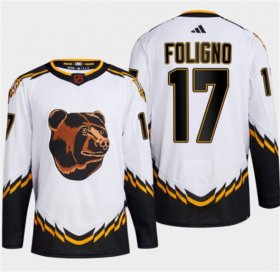 Wholesale Cheap Men\'s Boston Bruins #17 Nick Foligno White 2022-23 Reverse Retro Stitched Jersey