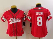 Women's San Francisco 49ers #8 Steve Young Red Mexico Cool Base Stitched Baseball Jersey