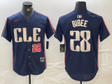 Cheap Men's Cleveland Guardians #28 Tanner Bibee Number Navy 2024 City Connect Limited Stitched Jersey