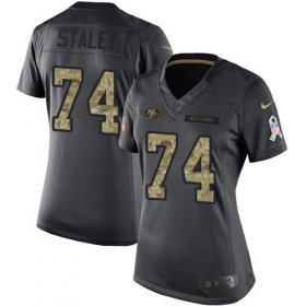 Wholesale Cheap Nike 49ers #74 Joe Staley Black Women\'s Stitched NFL Limited 2016 Salute to Service Jersey