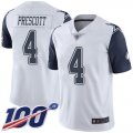 Wholesale Cheap Nike Cowboys #4 Dak Prescott White Men's Stitched NFL Limited Rush 100th Season Jersey