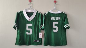 Wholesale Cheap Women\'s New York Jets #5 Garrett Wilson Green 2024 FU.S.E Vapor Football Stitched Jersey