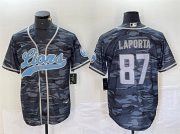 Cheap Men's Detroit Lions #87 Sam LaPorta Gray Camo Cool Base Stitched Baseball Jersey