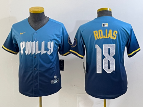 Cheap Youth Philadelphia Phillies #18 Johan Rojas Blue 2024 City Connect Limited Stitched Jersey