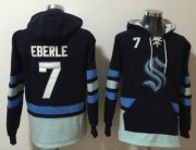 Wholesale Cheap Men's Seattle Kraken #7 Jordan Eberle Navy Ageless Must-Have Lace-Up Pullover Hoodie