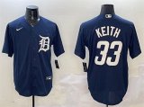 Cheap Men's Detroit Tigers #33 Colt Keith Navy Cool Base Stitched Baseball Jersey