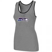 Wholesale Cheap Women's Nike Seattle Seahawks Big Logo Tri-Blend Racerback Stretch Tank Top Light Grey