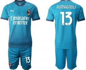 Wholesale Cheap Men 2020-2021 club AC milan away 13 blue Soccer Jerseys