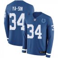 Wholesale Cheap Nike Colts #34 Rock Ya-Sin Royal Blue Team Color Men's Stitched NFL Limited Therma Long Sleeve Jersey