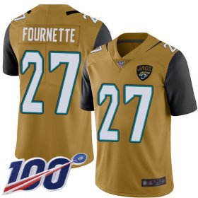 Wholesale Cheap Nike Jaguars #27 Leonard Fournette Gold Men\'s Stitched NFL Limited Rush 100th Season Jersey