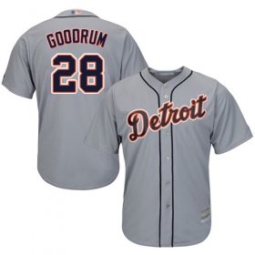 Wholesale Cheap Tigers #28 Niko Goodrum Grey New Cool Base Stitched MLB Jersey