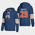 Wholesale Cheap Edmonton Oilers #29 Leon Draisaitl Royal adidas Lace-Up Pullover Hoodie