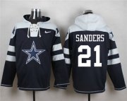 Wholesale Cheap Nike Cowboys #21 Deion Sanders Navy Blue Player Pullover NFL Hoodie