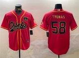 Cheap Men's Kansas City Chiefs #58 Derrick Thomas Red Gold Cool Base Stitched Baseball Jersey