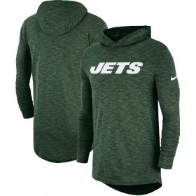 Wholesale Cheap Men\'s New York Jets Nike Green Sideline Slub Performance Hooded Long Sleeve T-Shirt