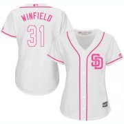 Wholesale Cheap Padres #31 Dave Winfield White/Pink Fashion Women's Stitched MLB Jersey