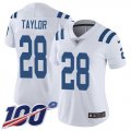 Wholesale Cheap Nike Colts #28 Jonathan Taylor White Women's Stitched NFL 100th Season Vapor Untouchable Limited Jersey