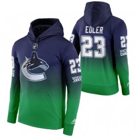 Wholesale Cheap Vancouver Canucks #23 Alexander Edler Adidas Reverse Retro Pullover Hoodie Green