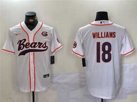 Cheap Men\'s Chicago Bears #18 Caleb Williams White With Patch Cool Base Baseball Stitched Jersey