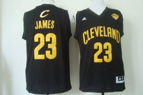 Wholesale Cheap Men\'s Cleveland Cavaliers #23 LeBron James 2015 The Finals Black With Gold Jersey