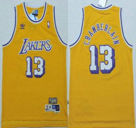 Wholesale Cheap Los Angeles Lakers #13 Wilt Chamberlain 1996-97 Yellow Hardwood Classics Soul Swingman Throwback Jersey